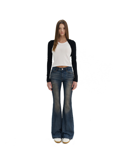 DIRTY EMBOSS BOOTCUT JEANS