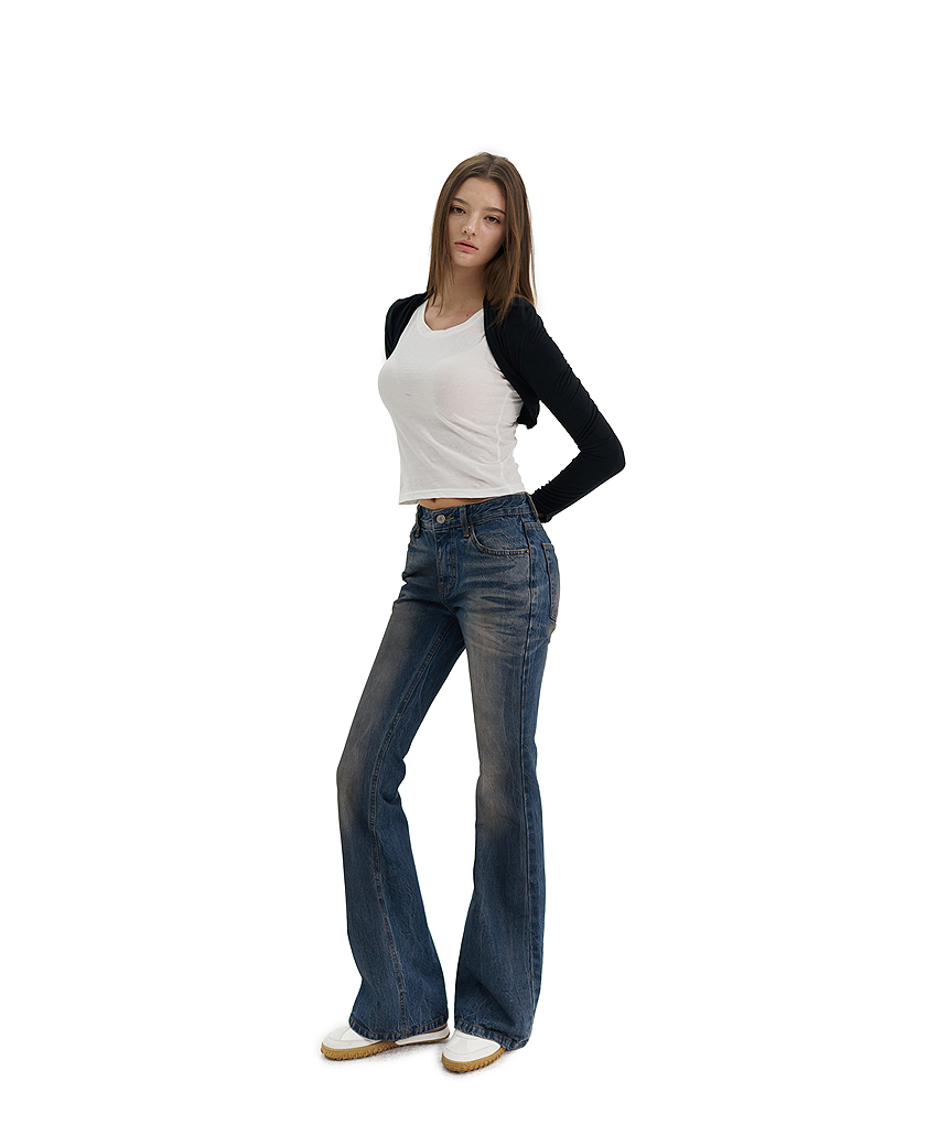 DIRTY EMBOSS BOOTCUT JEANS