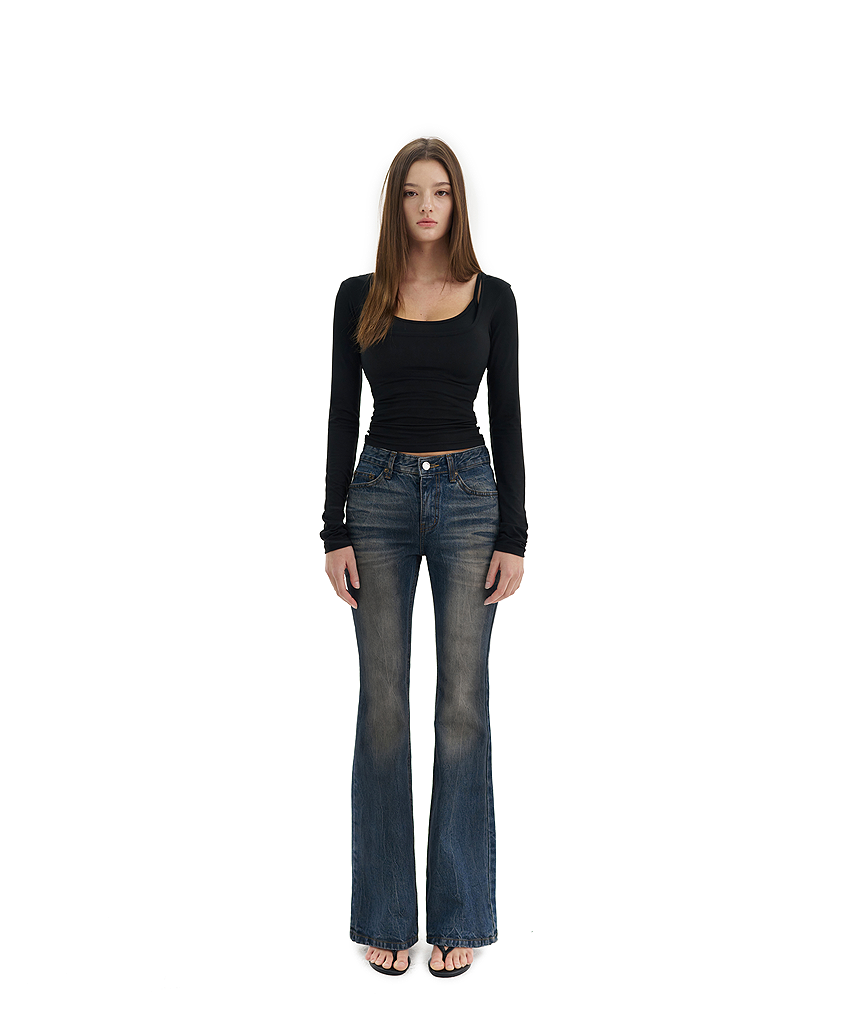 DIRTY EMBOSS BOOTCUT JEANS